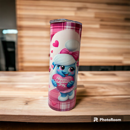 20 oz tumbler Smurfs valentine